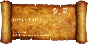 Uhrin Pál névjegykártya